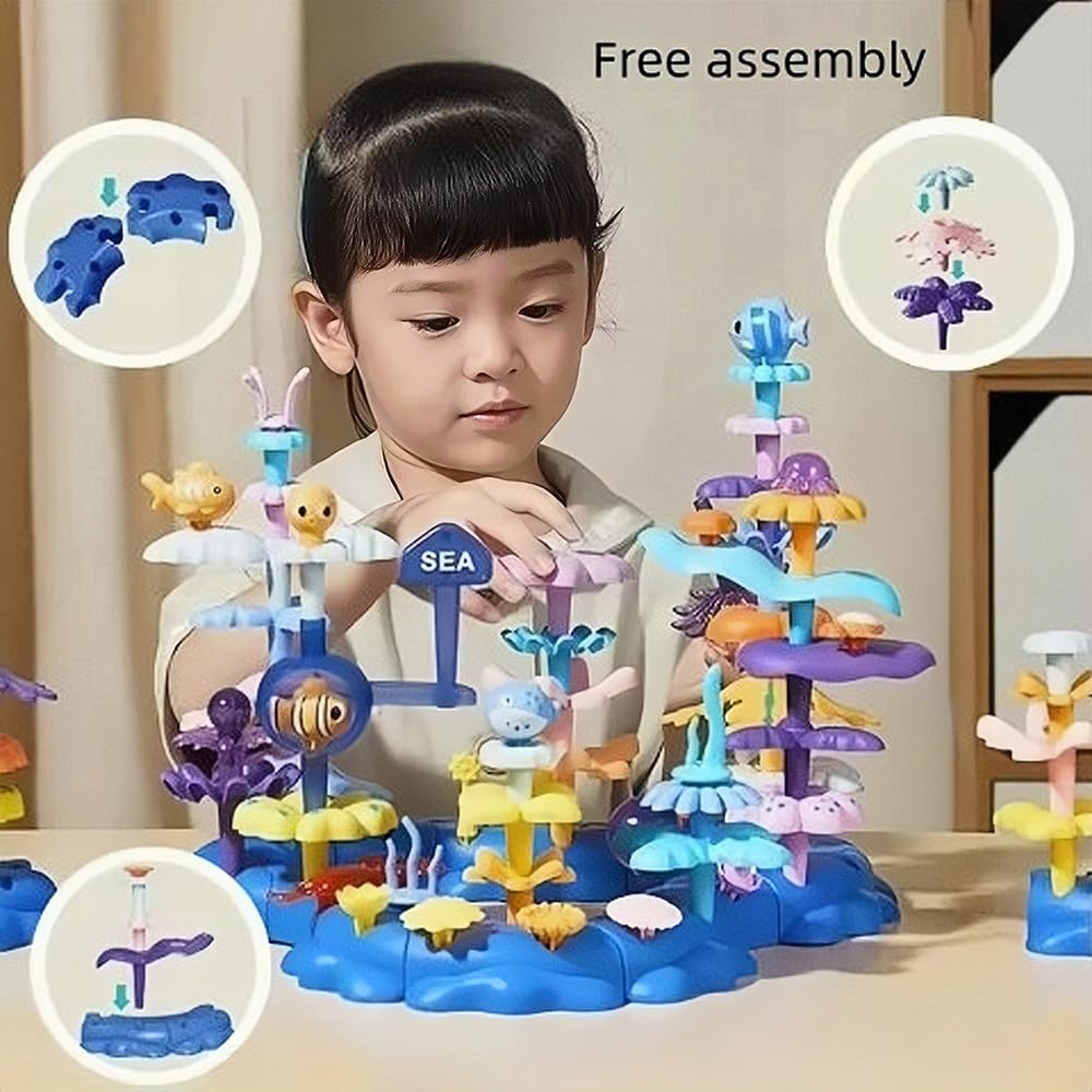 PSDVAYI Coral Garden Building Set supports color recognition and stacking through hands-on play.
