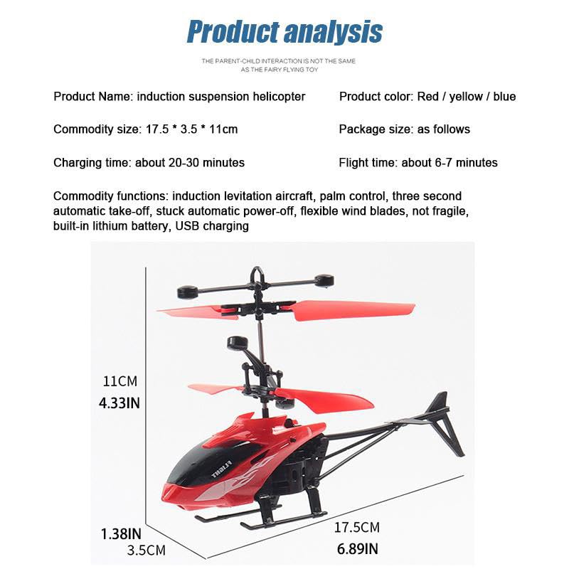 PTGHT gesture-sensing helicopter red, gift-ready packaging highlighting kid-friendly design