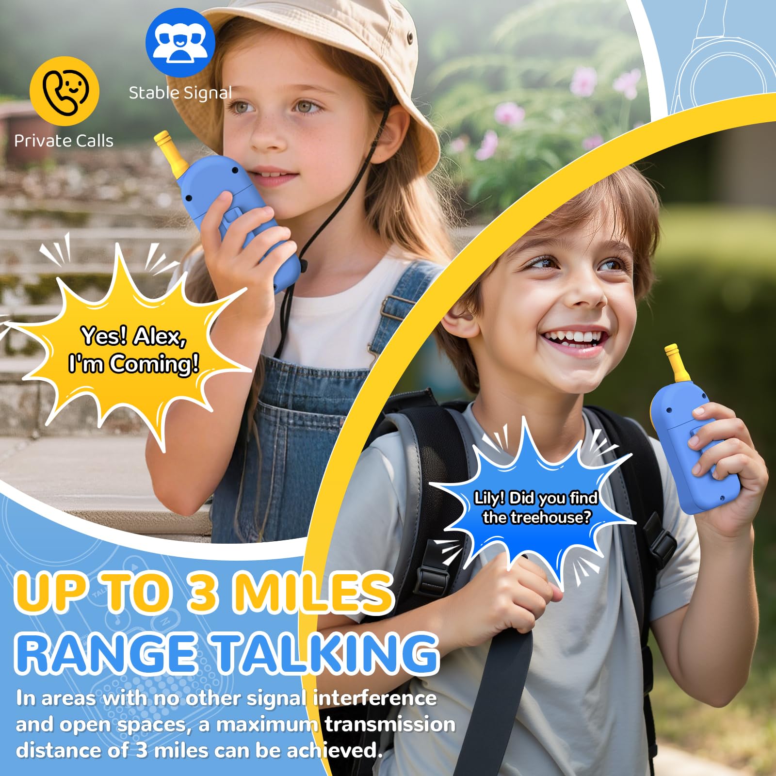Ptnerbeh walkie talkies for kids with clip and lanyard for easy carrying.
