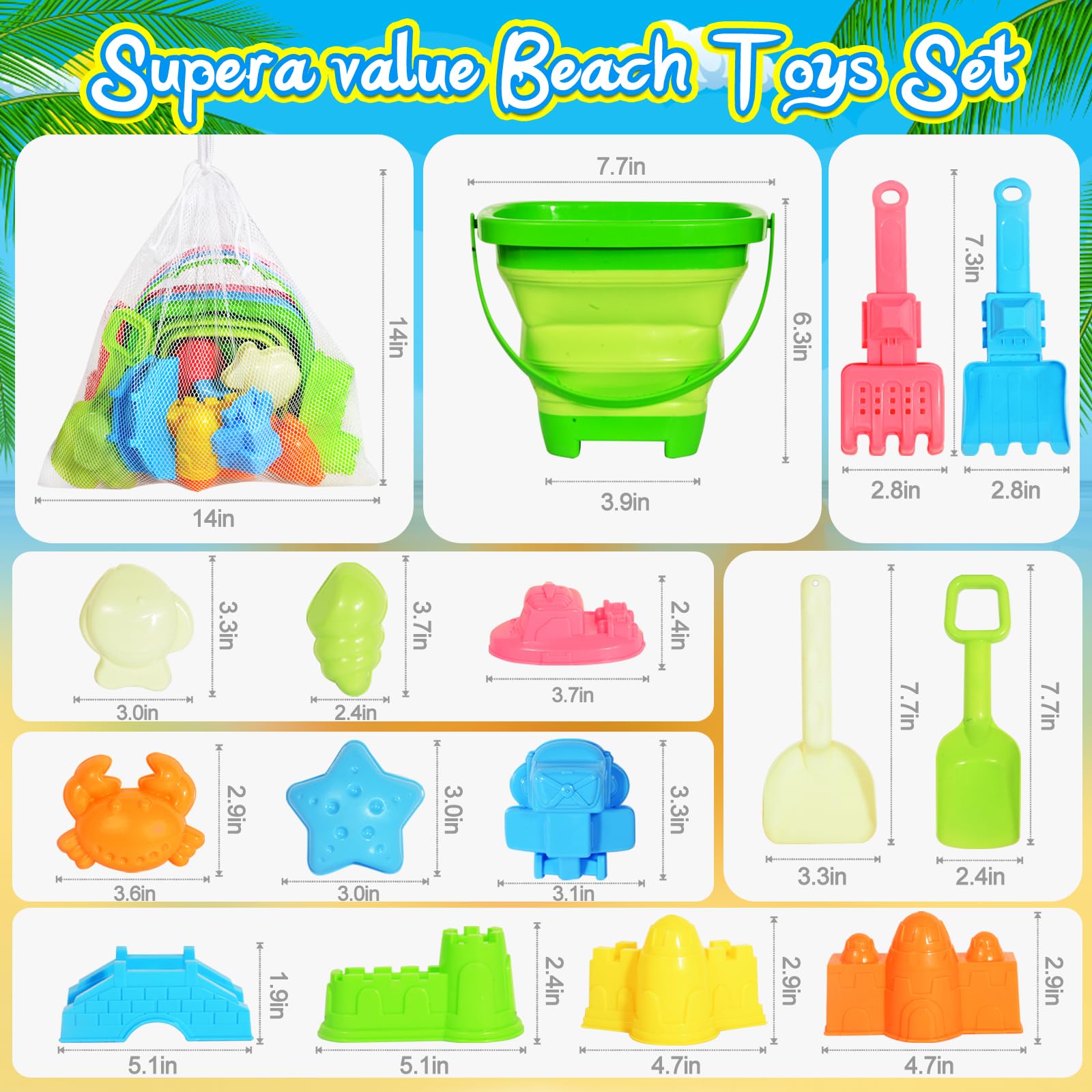 PUBUBLLE beach shovels and sand scoops set for creative sand play.
