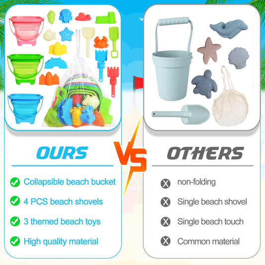 PUBUBLLE collapsible beach bucket folded flat for easy packing on trips.