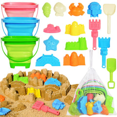 PUBUBLLE collapsible beach buckets in a 3-pack for compact storage.
