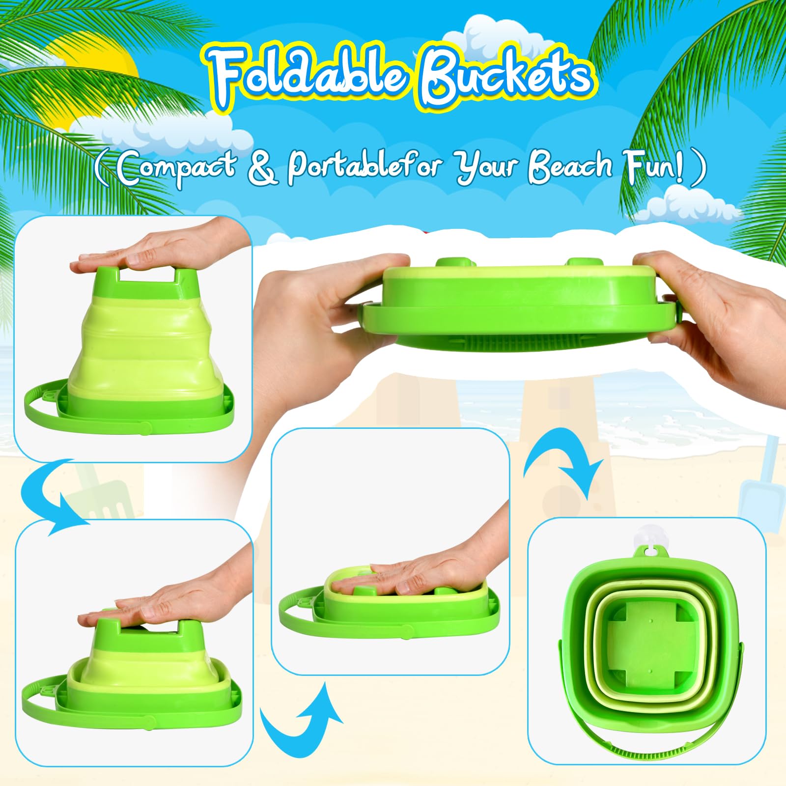 PUBUBLLE mesh beach bag keeps tools organized and sand dry after play.