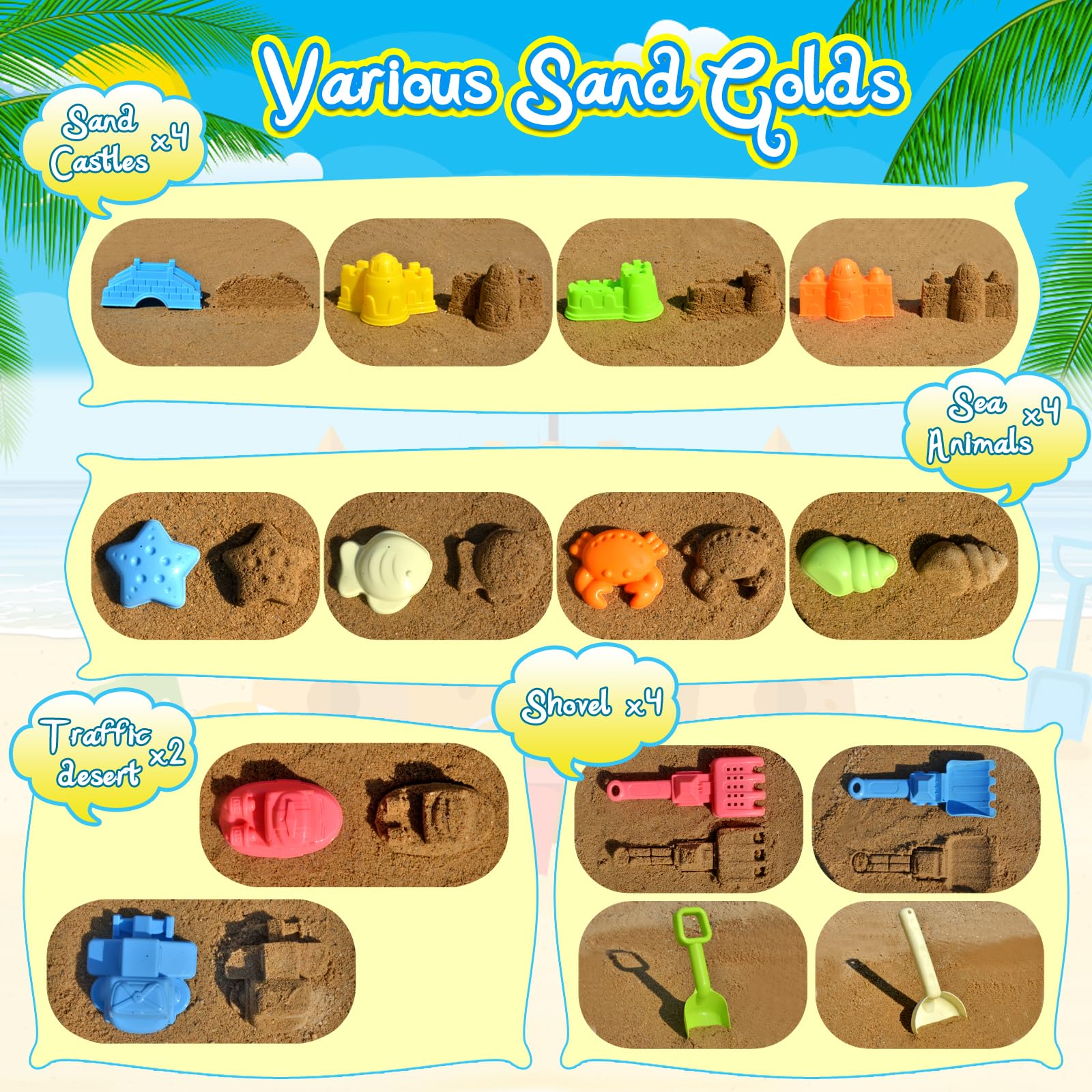 PUBUBLLE sand castle molds help shape imaginative forts and towers.