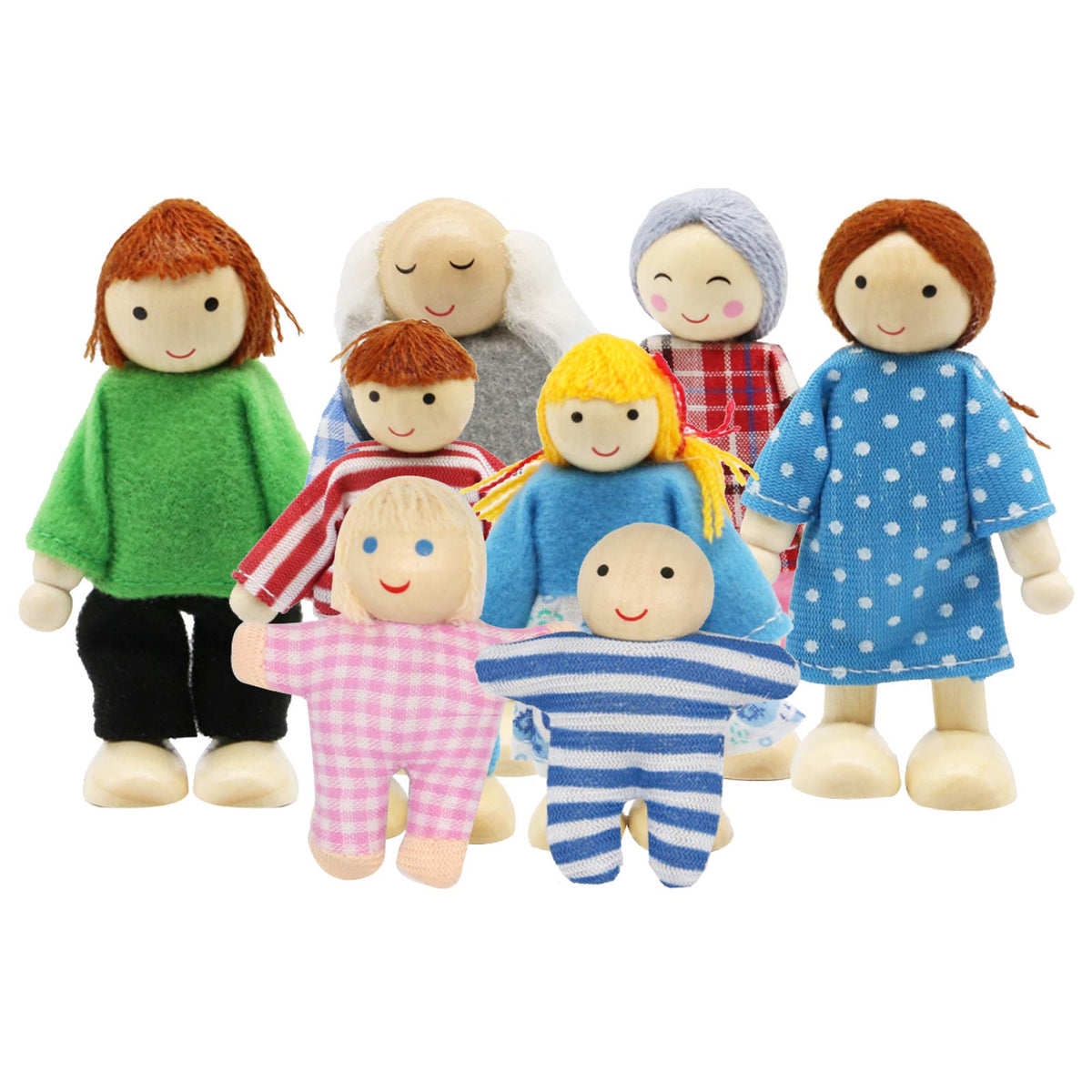 PUCKWAY lovely family dollhouse dolls set for imaginative play and storytelling
