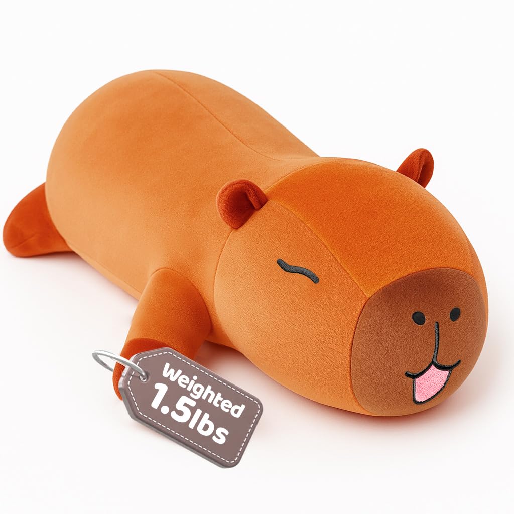 Puffpals Capybara Weighted Plush full view for a cozy hug and balanced weight
