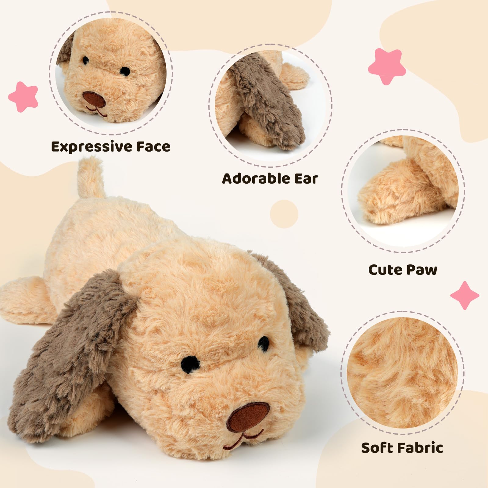 Puffpals dog-shaped sensory plush, 13in, ready for daily cuddles and travel.