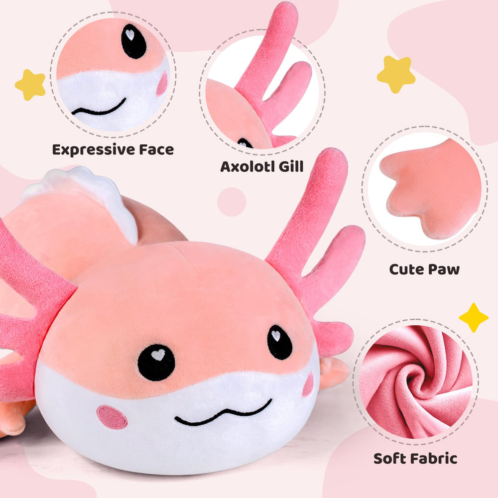 Puffpals axolotl plush offers soft texture and warmth.