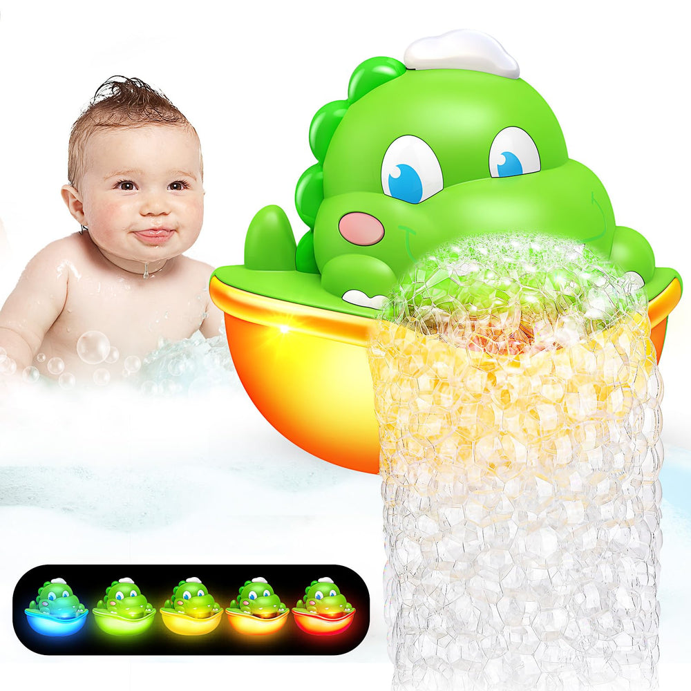 Puidapo dinosaur bath toy lights up and blows bubbles for engaging bath time