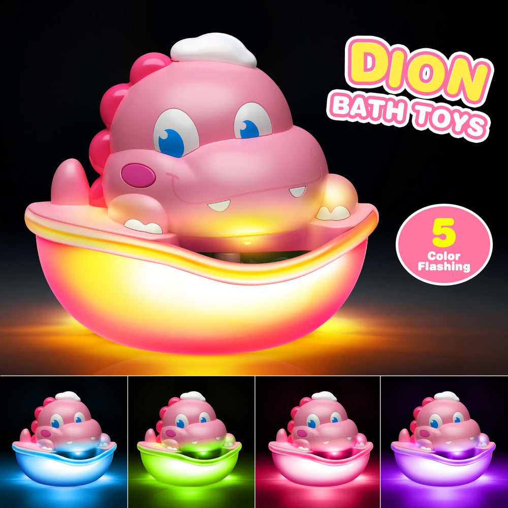 Puidapo dinosaur mouth blowing colorful bubbles during bath