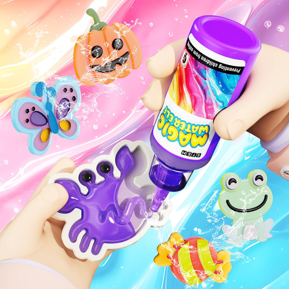 PULASIDO Aqua Fairy Water Gel kit showing vibrant color mixing.