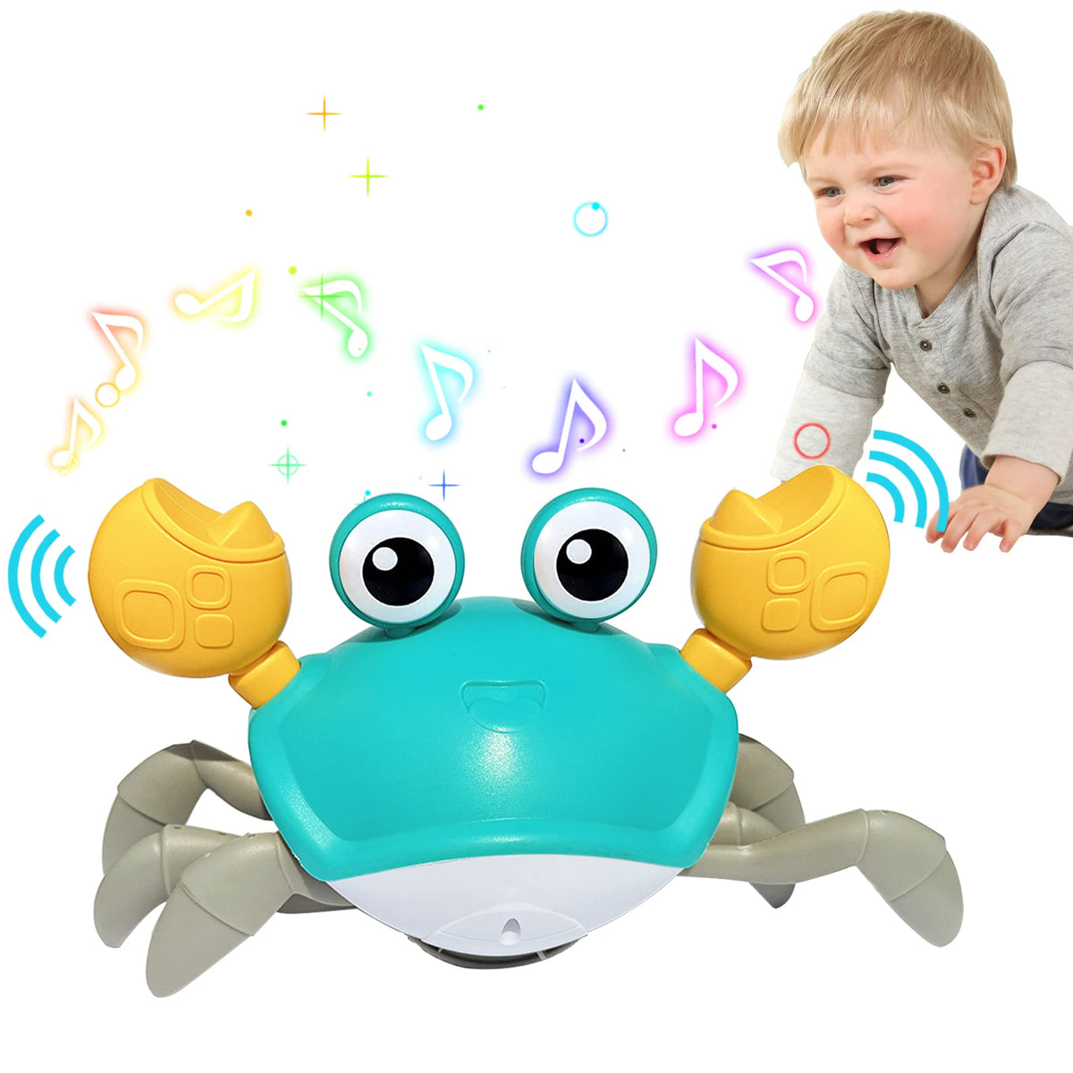 PULASIDO crawling crab toy front view for engaging tummy time play