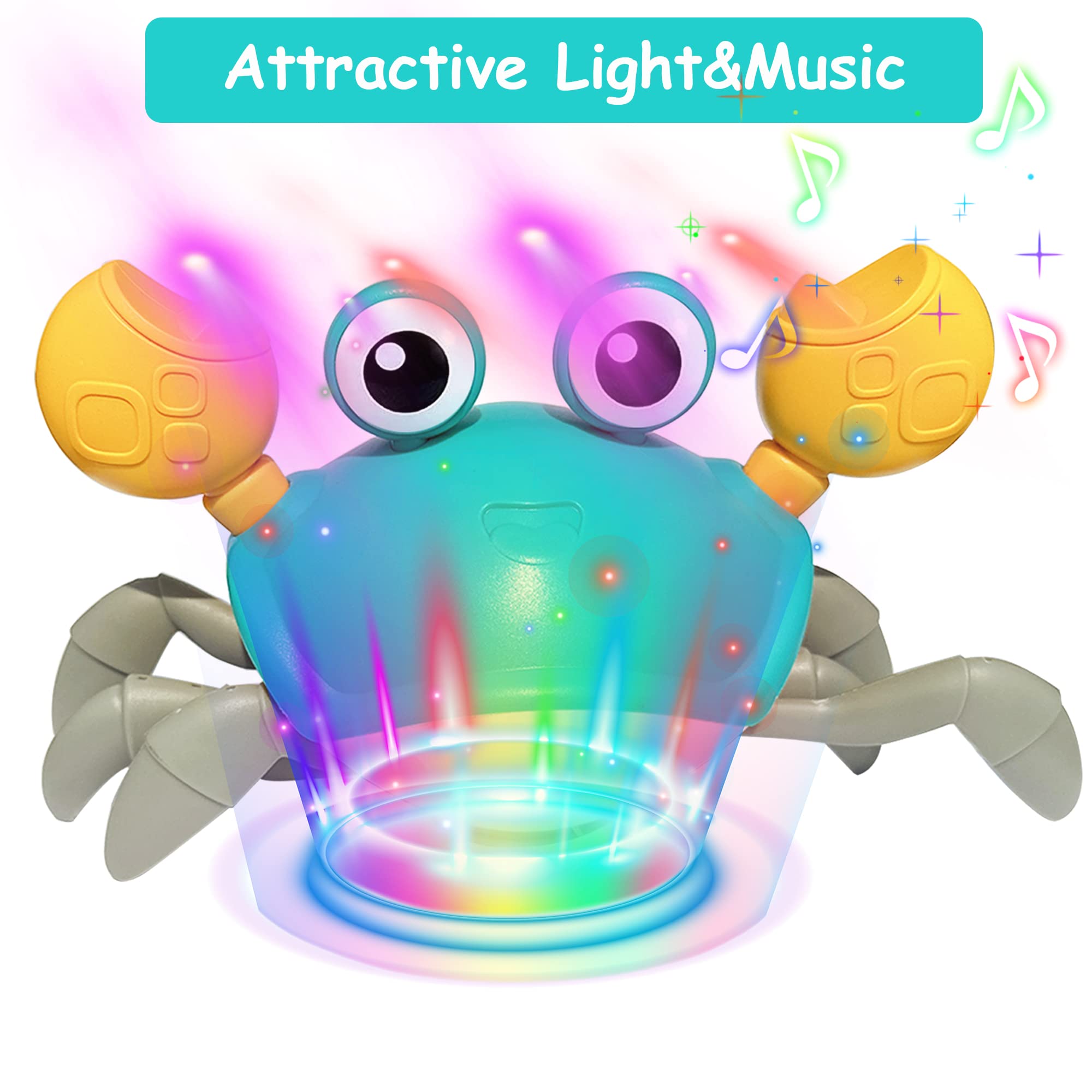 PULASIDO tummy time crab toy with soft lights