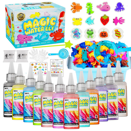 PULASIDO Magic Water Elf Kit with colorful gels and molds for creative play.