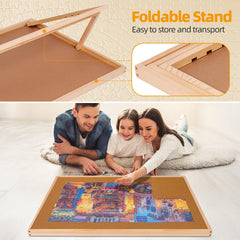 Pulchra puzzle board easy storage by folding legs after use.