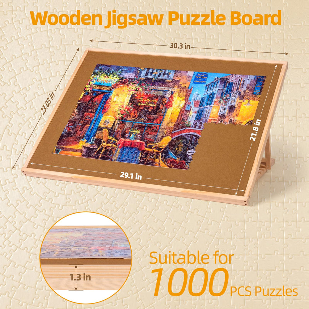 Pulchra puzzle board wooden construction provides sturdy support for large puzzles.