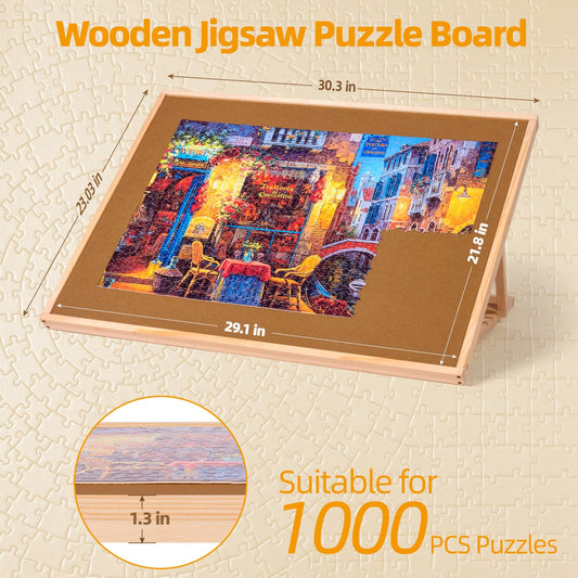 Pulchra puzzle board wooden construction provides sturdy support for large puzzles.