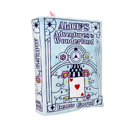 Punchkins Alice in Wonderland book plush with embroidered cover for cozy display.