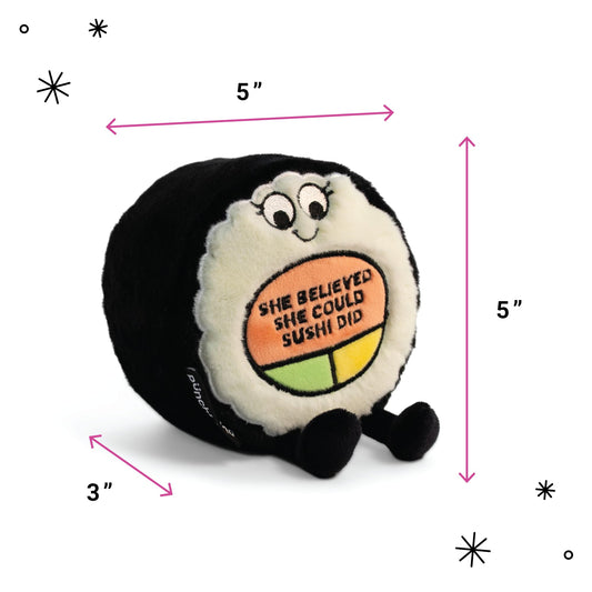 Punchkins punny plushie with embroidered expression adds whimsy to kids’ rooms