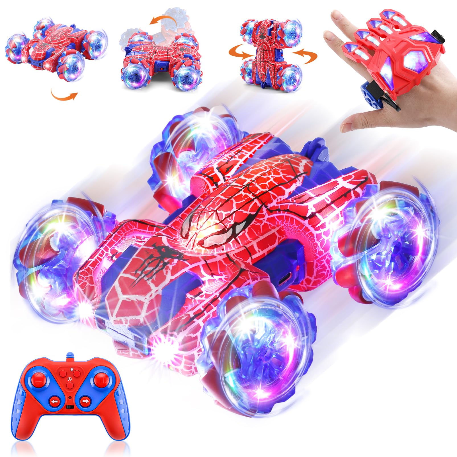 Punieayi gesture RC car with wholebody LED lights for nighttime play and visibility.