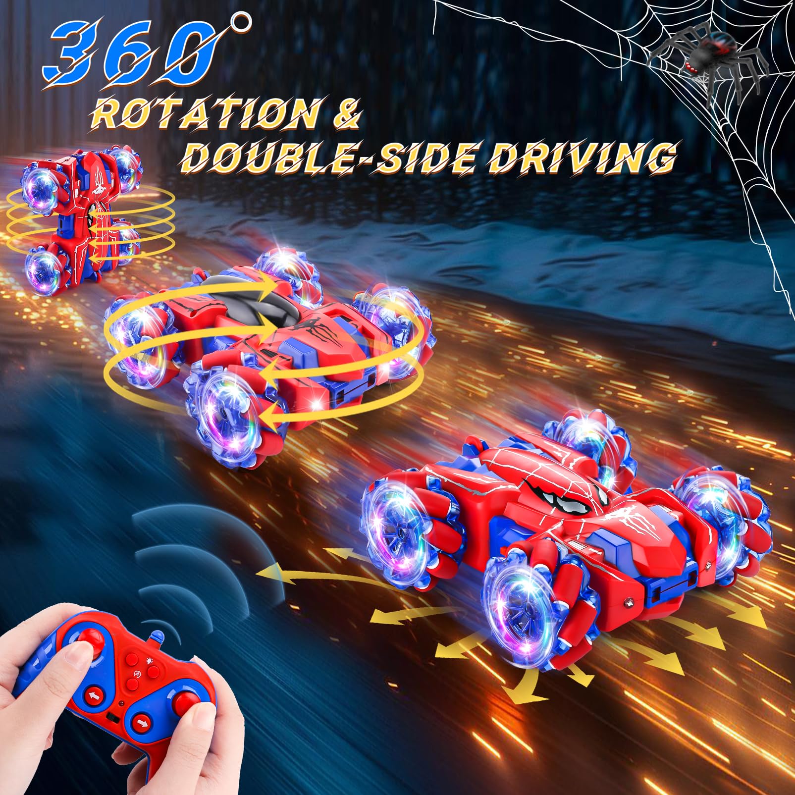 Punieayi Spider RC Car all-terrain tires with strong grip and shock absorption