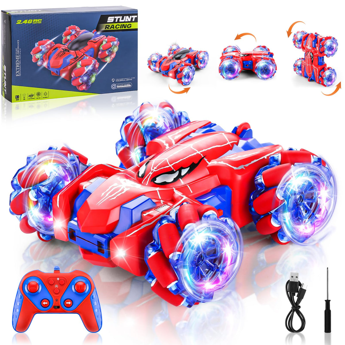 Punieayi Spider RC Car with headlight for dramatic night driving and stunts