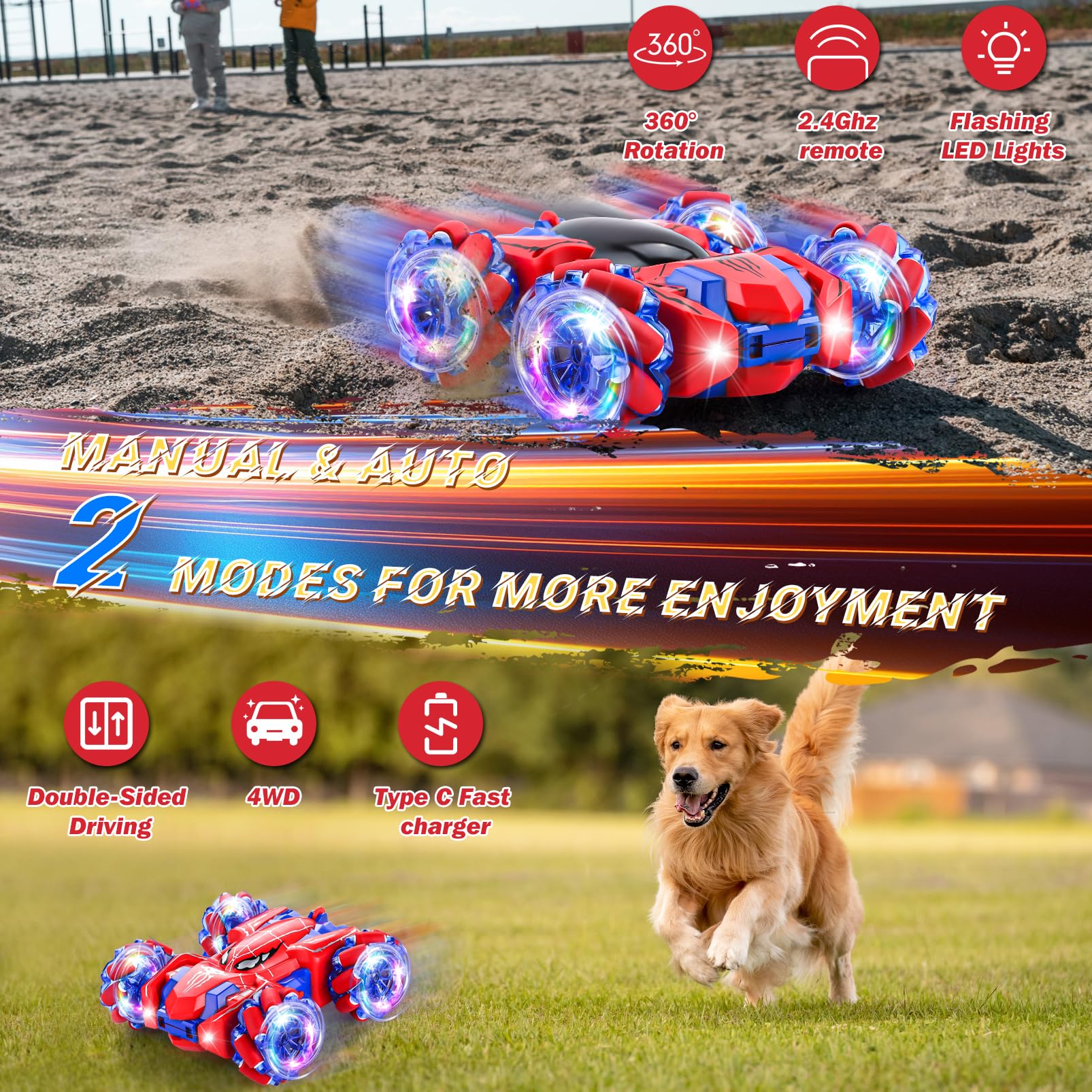 Punieayi Spider RC Car rechargeable battery supports up to 90 minutes of play