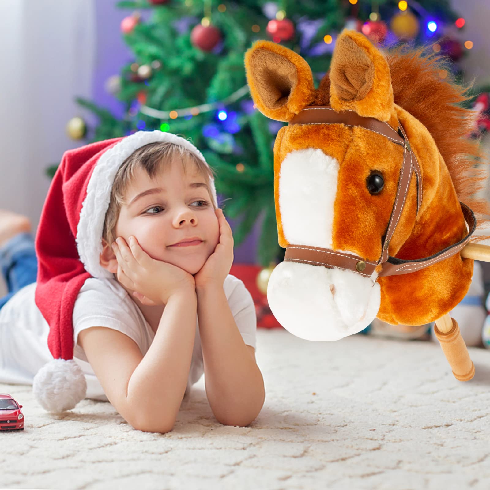 PUNP plush horse stick battery-powered effects require two AAs