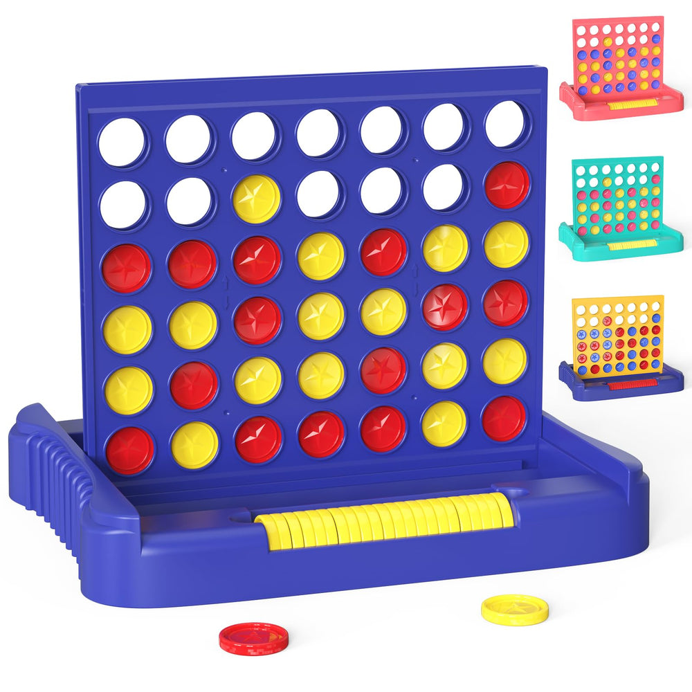 Pup Go 4 in a Row with blue discs ready for a family game night and strategic play