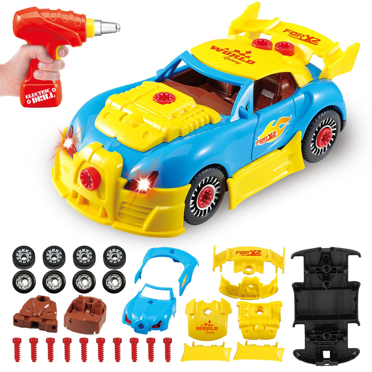 Pup Go construction toy car body with large pieces for easy grip.