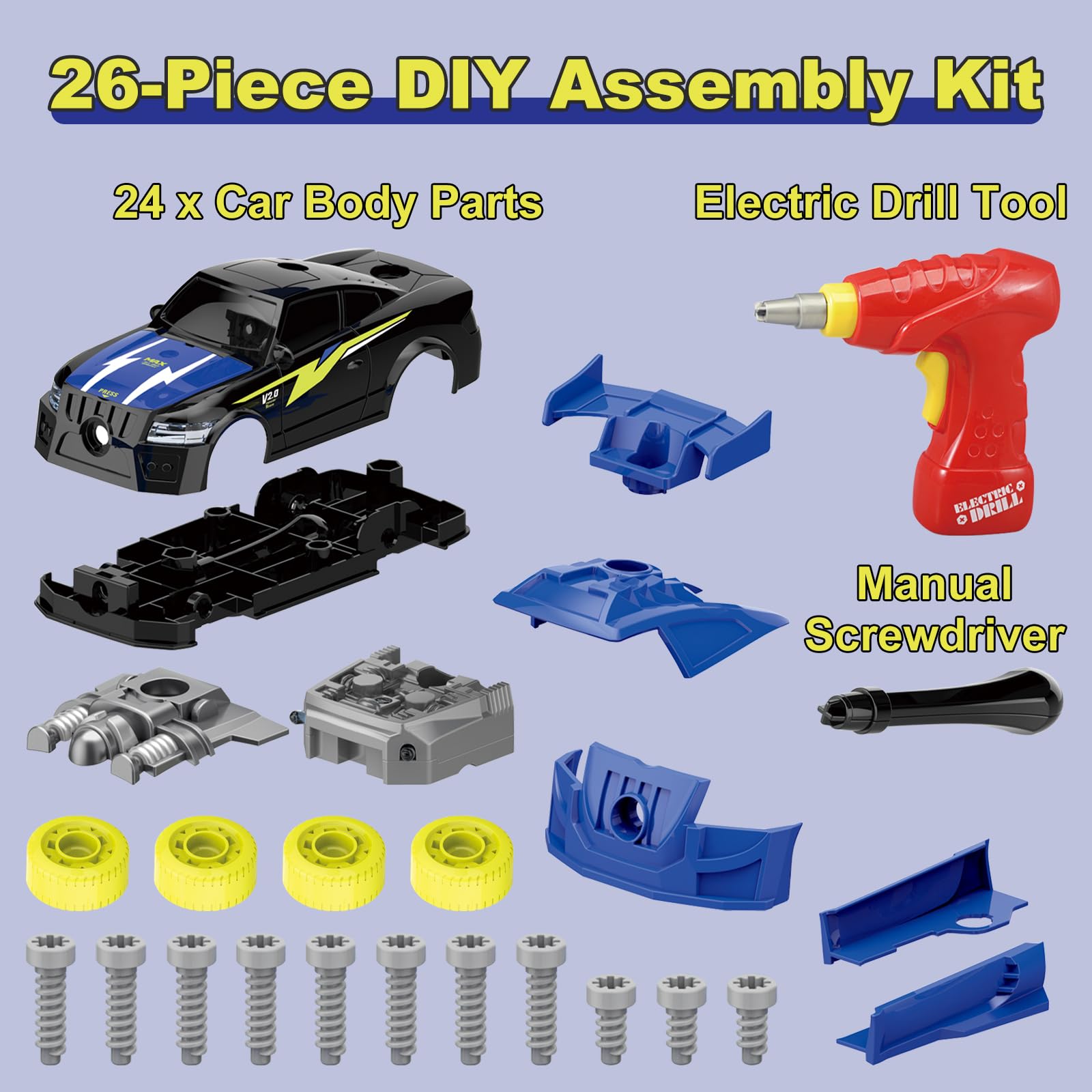 Pup Go Take Apart Car chassis: sturdy base supports durable assembly play.