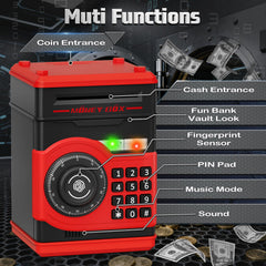 Pupidiu piggy bank with cash-absorption for easy deposits.