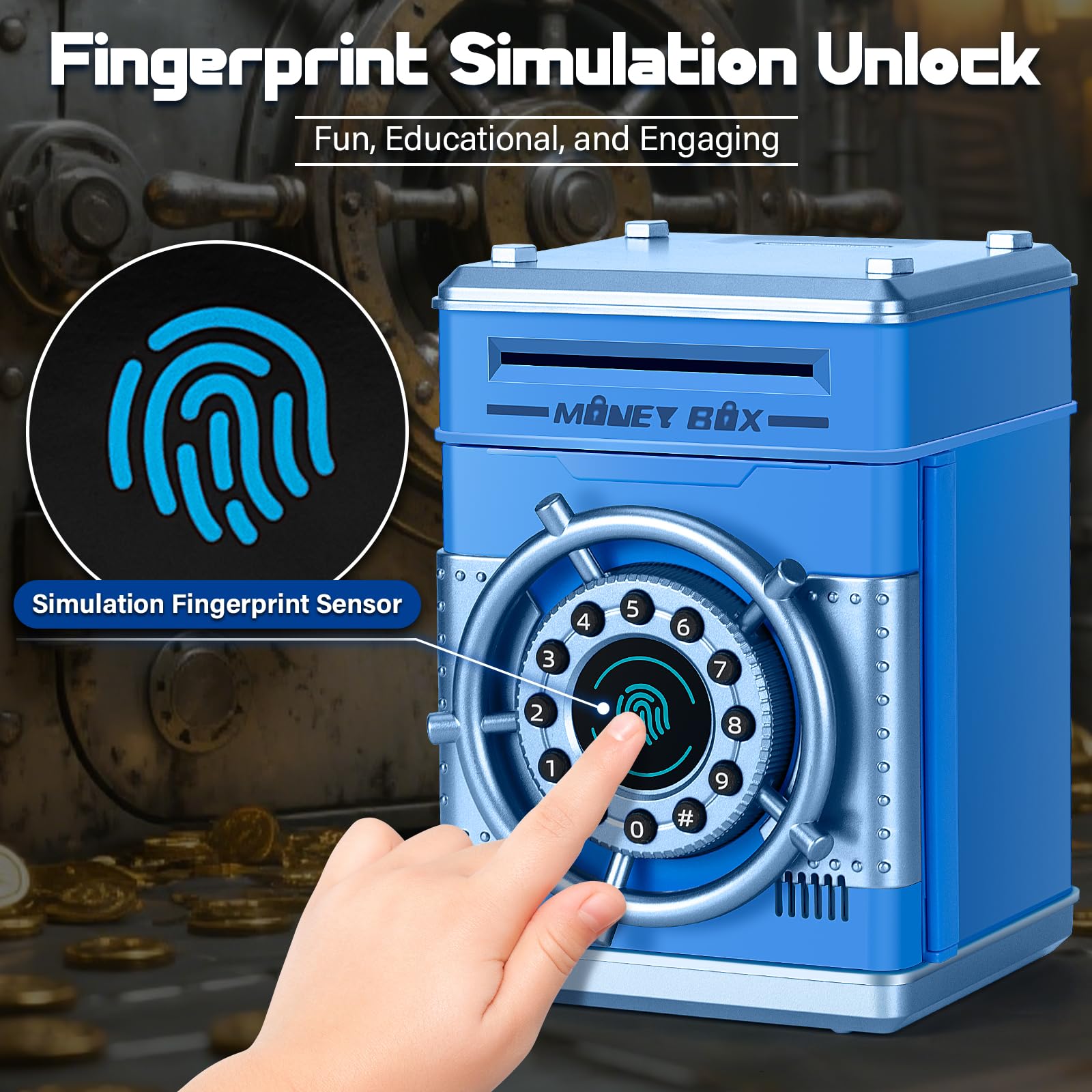 Pupidiu piggy bank large capacity storing coins and notes.
