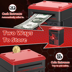 Pupidiu Spider piggy bank door open during fingerprint unlock for quick saving access.