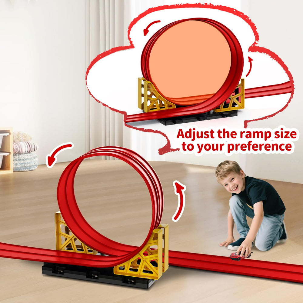 Puppiluv loop ramp with adjustable clips creating compact or dramatic loops