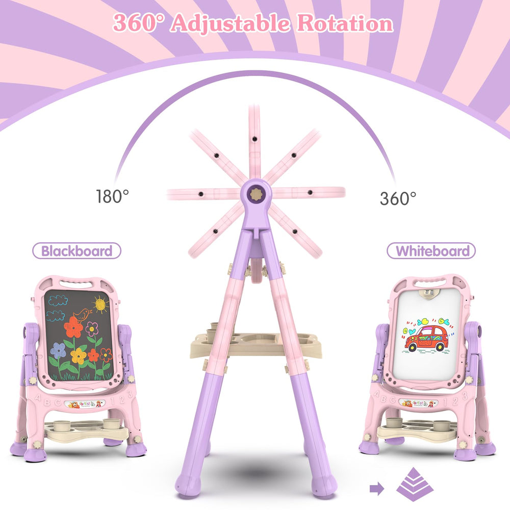 PUPPSITTY art easel height adjustable from 26 to 34.6 inches to grow with kids.