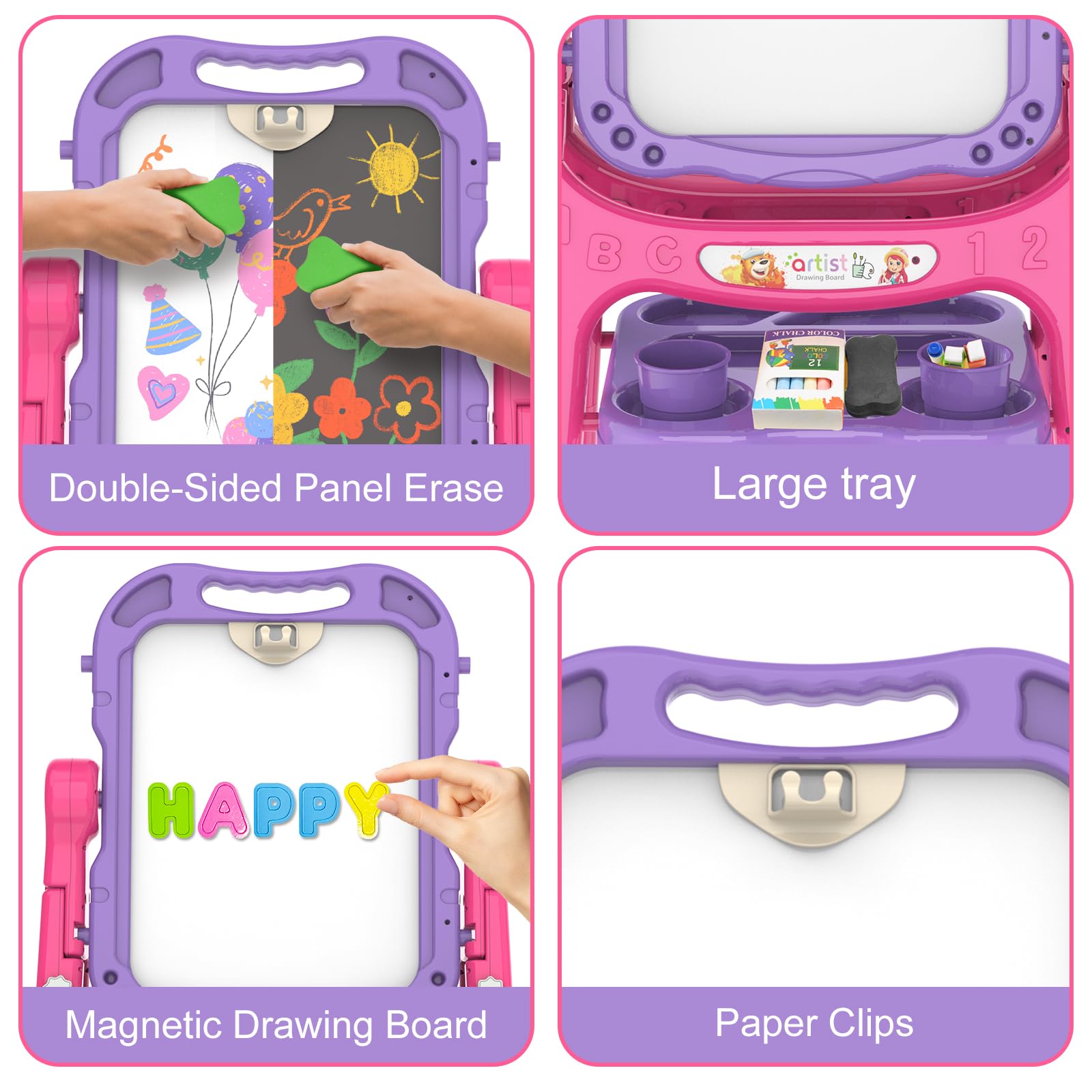 PUPPSITTY Art Easel height adjustable from 26 to 34.6 inches grows with child.