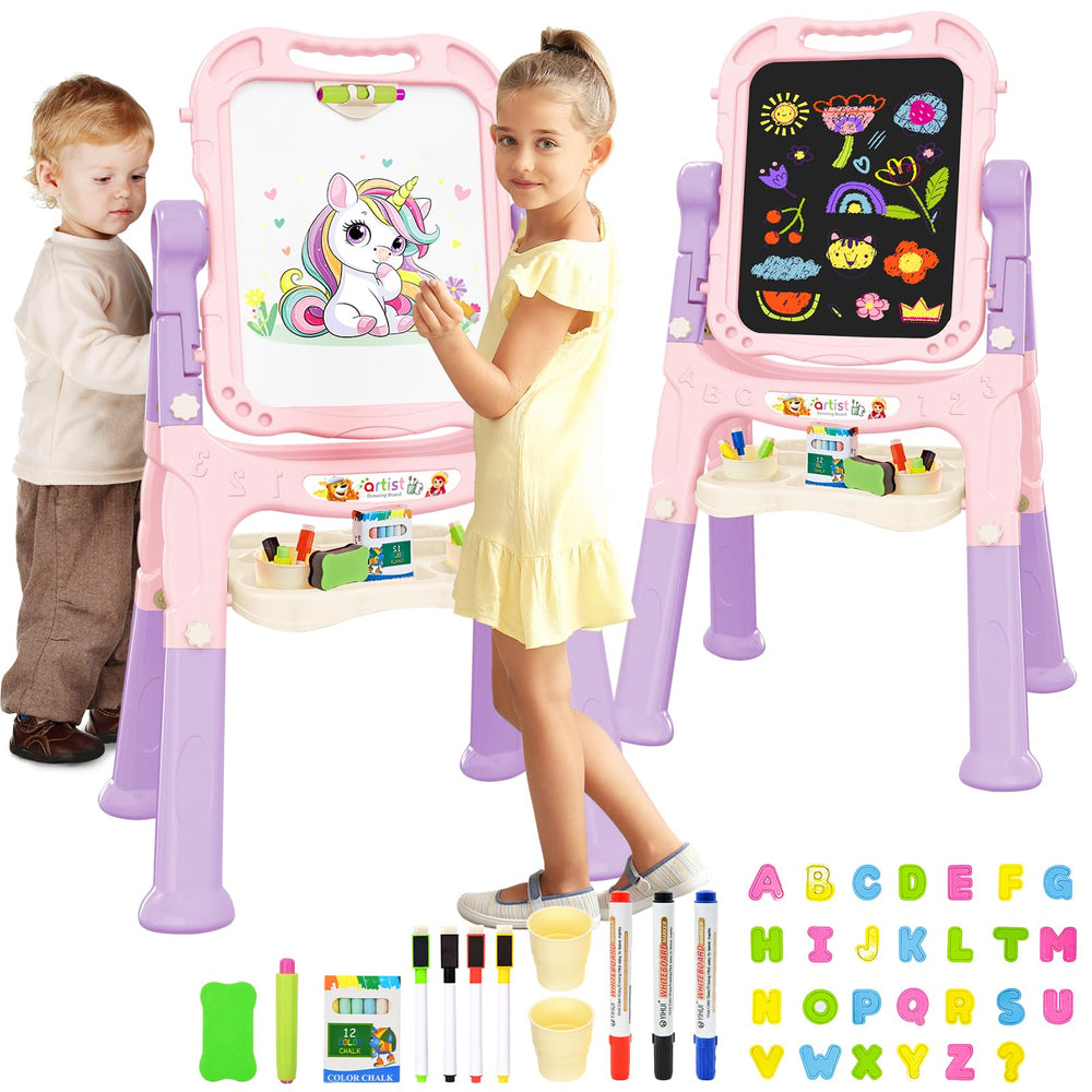 PUPPSITTY art easel for kids with double-sided magnetic board for creative play.