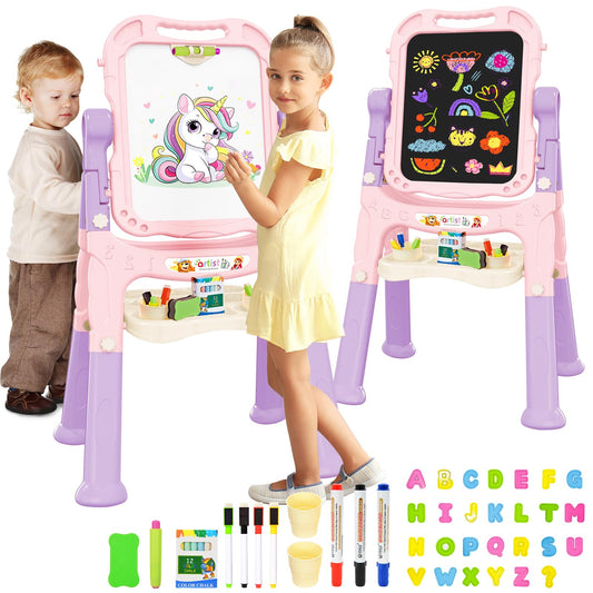 PUPPSITTY art easel for kids with double-sided magnetic board for creative play.
