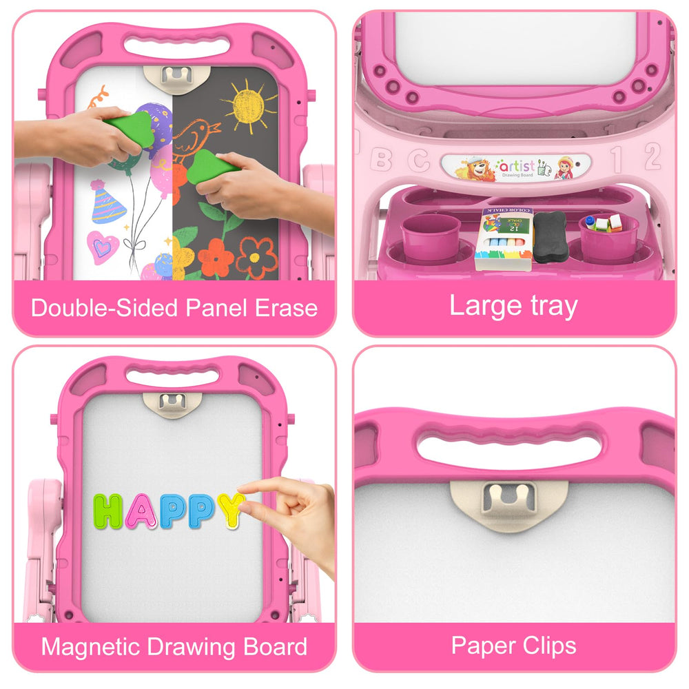 PUPPSITTY easel showing 360-degree rotation for flexible drawing