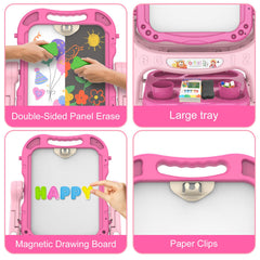 PUPPSITTY easel showing 360-degree rotation for flexible drawing