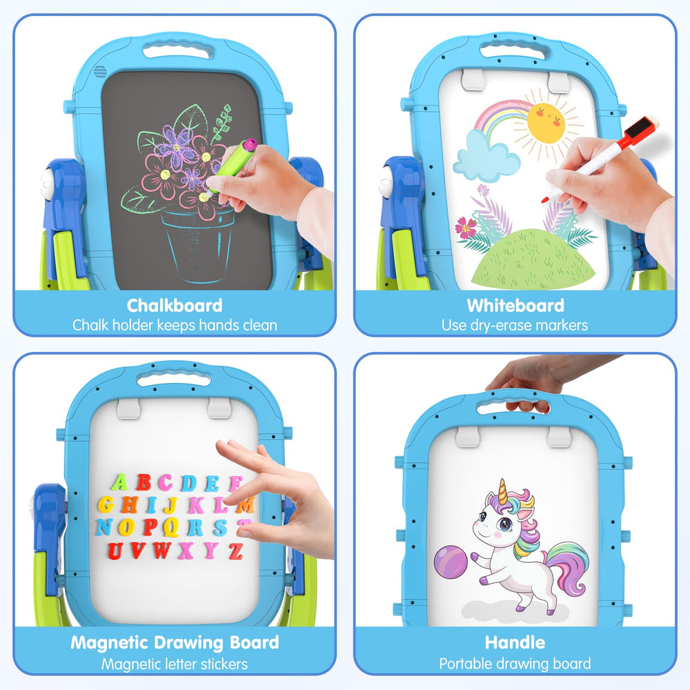 PUPPSITTY easel with double-sided magnetic board for creative painting and learning.