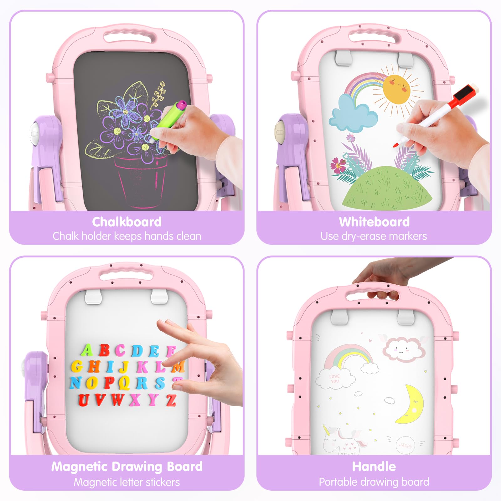 PUPPSITTY adjustable height easel grows with your child from toddler to learner