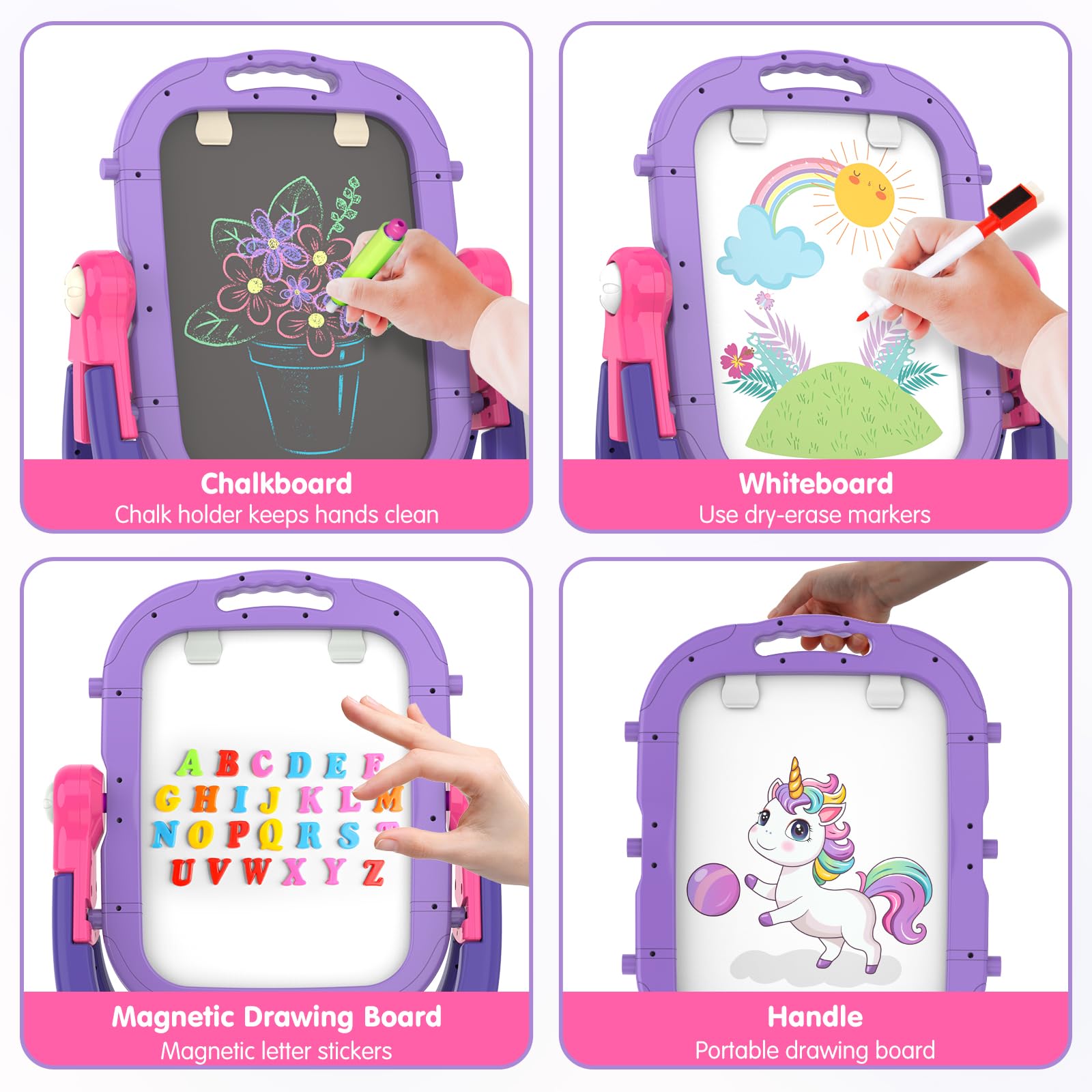 PUPPSITTY easel made of safe durable PP plastic and lightweight for travel