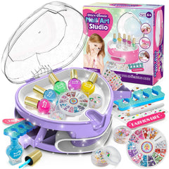 PUPPSITTY kids nail polish set in purple display for easy color selection during play