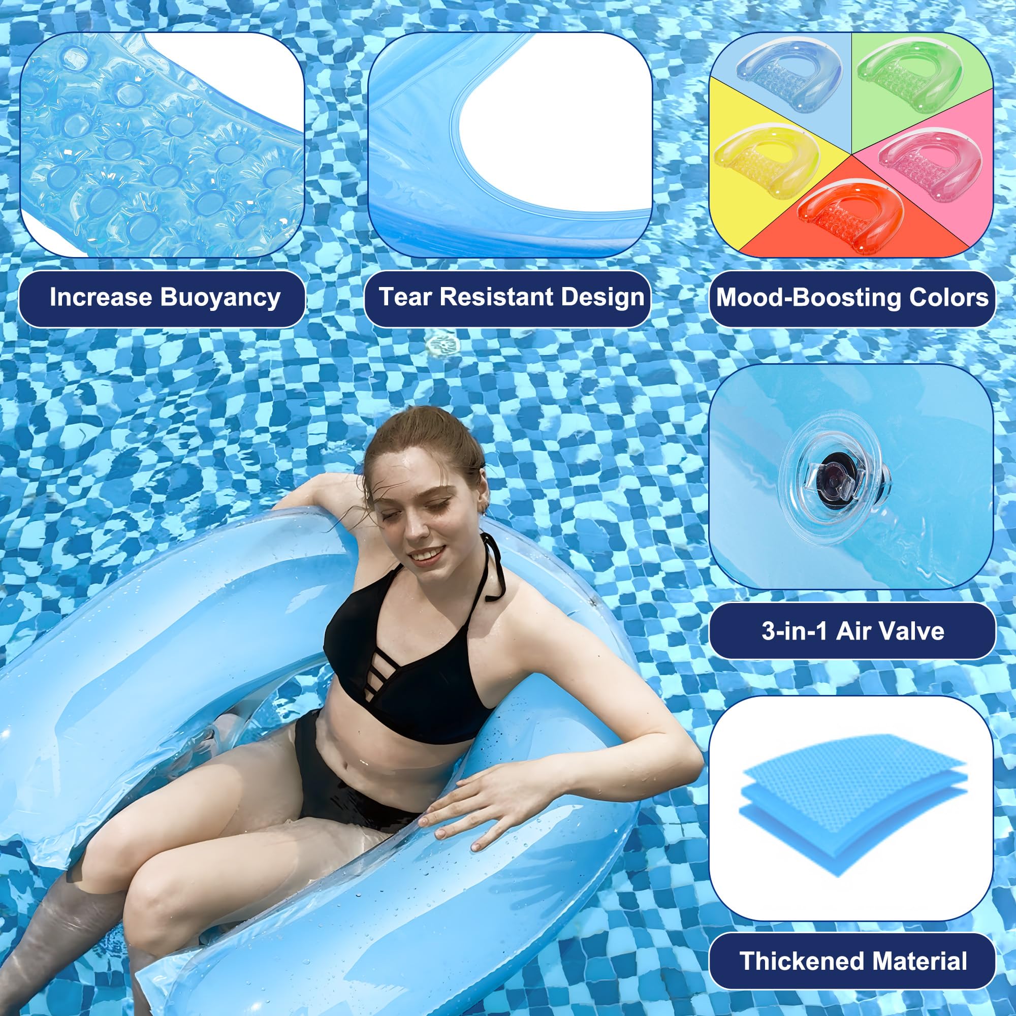 PuppyuWill 46x36 inch inflatable lounge - versatile for poolside use.