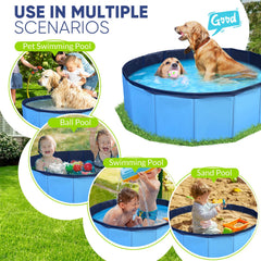 PUPTILY compact fold-down pool stores neatly when not in use.