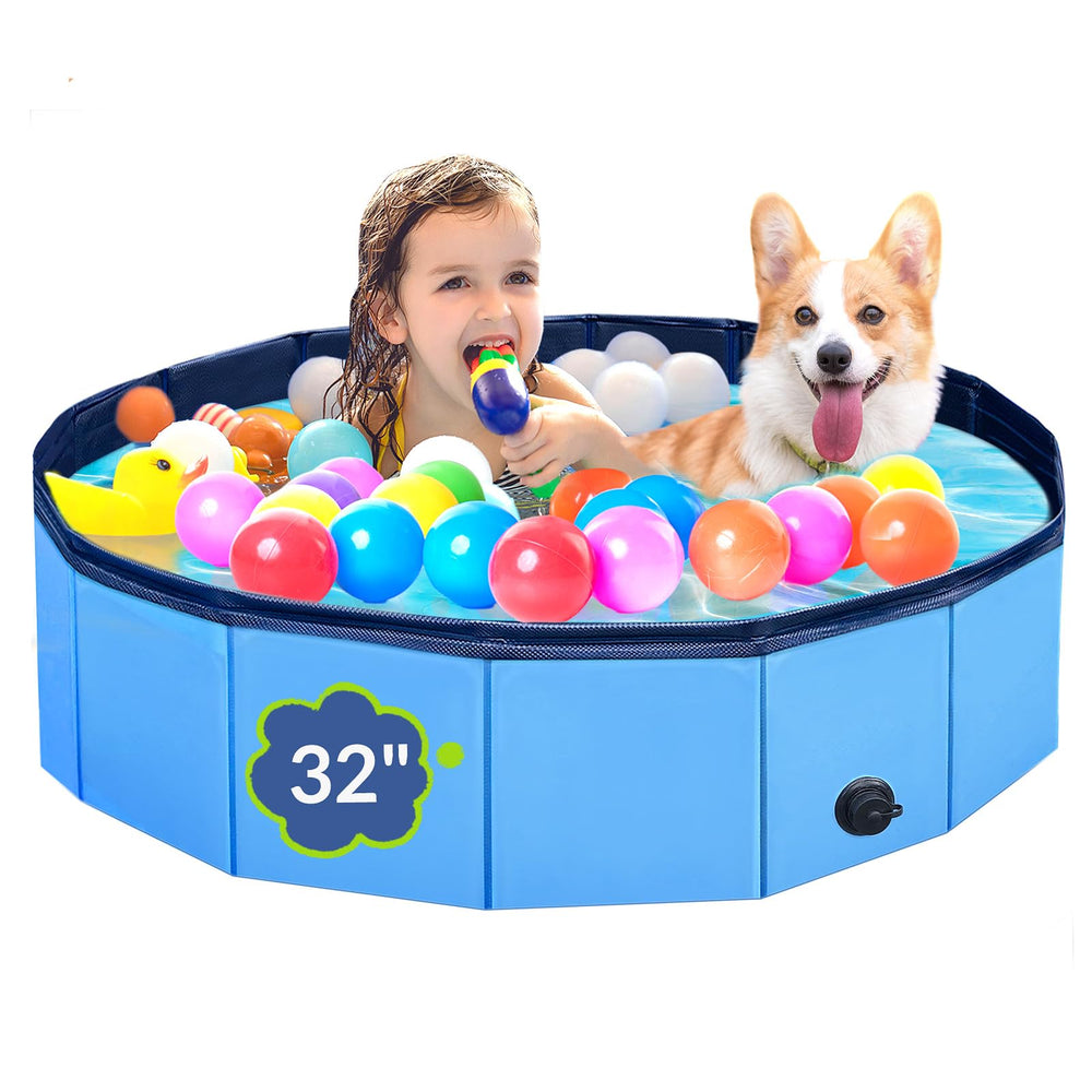 PUPTILY foldable dog pool 32x8 inches for quick setup and easy storage.