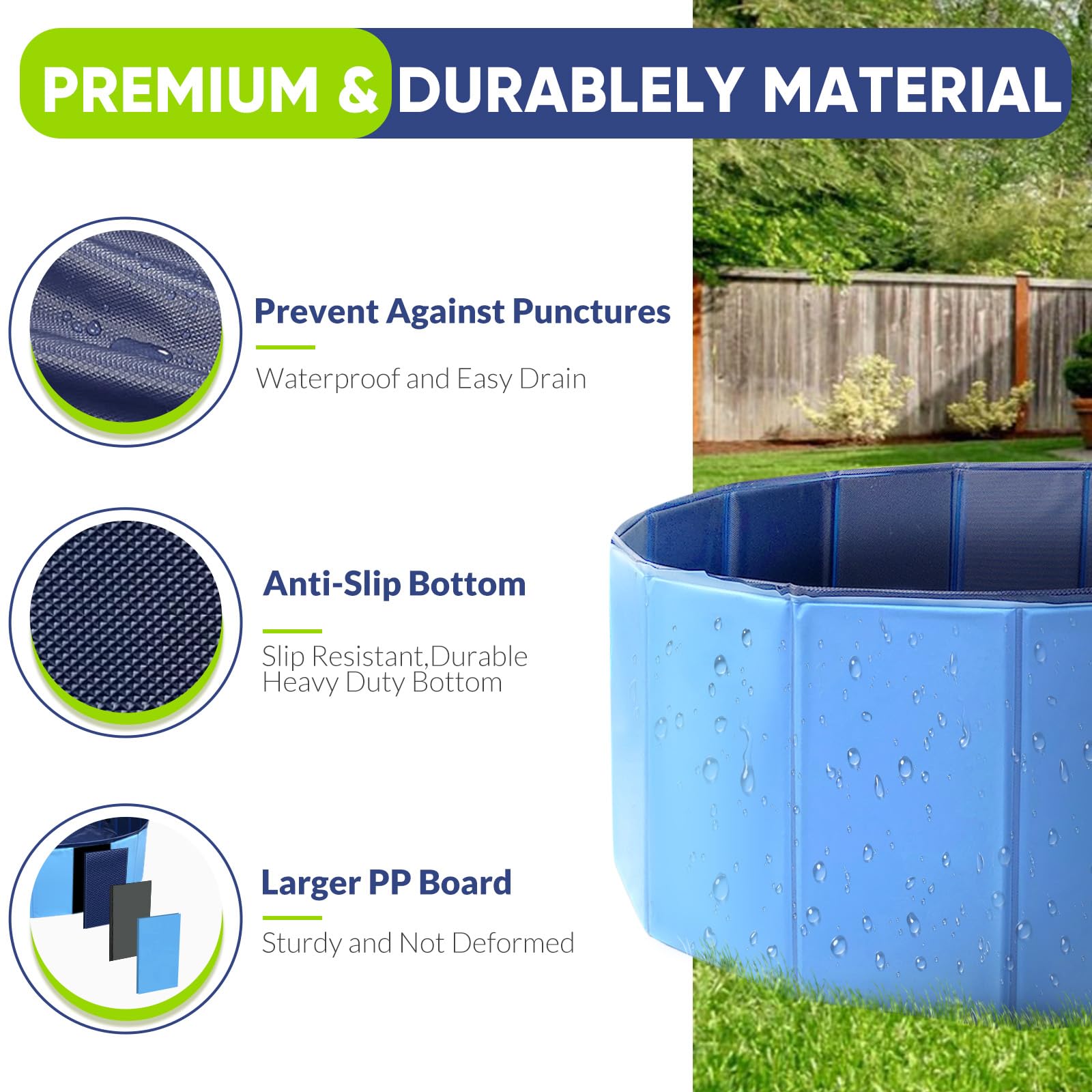 PUPTILY non-slip bottom keeps small dogs steady during baths and play.