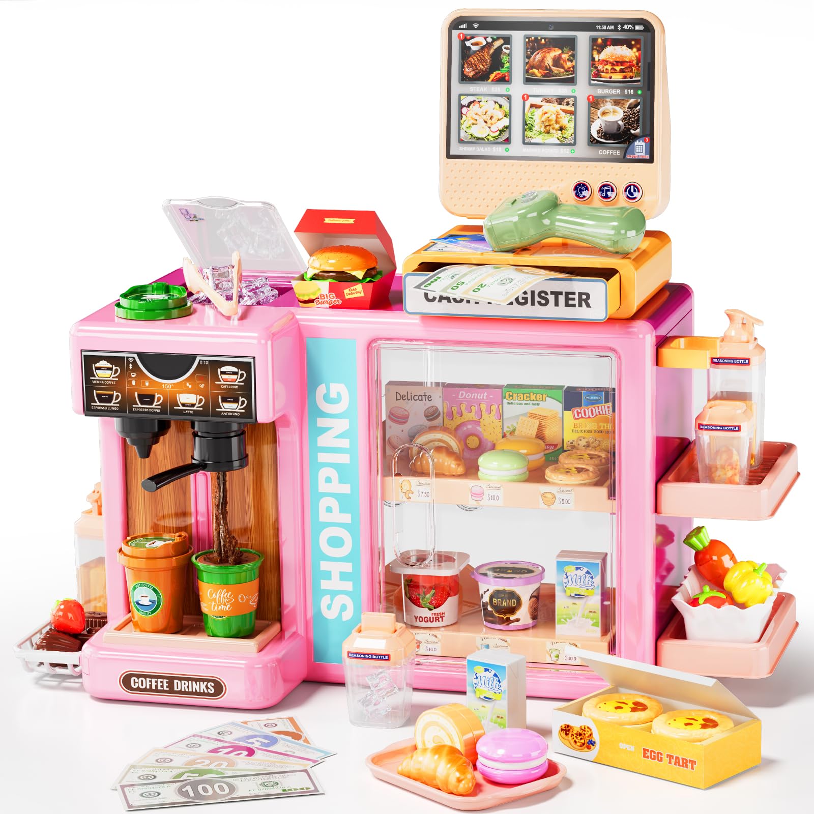 Pupu Pig 5-in-1 cash register with lights for pretend shopping